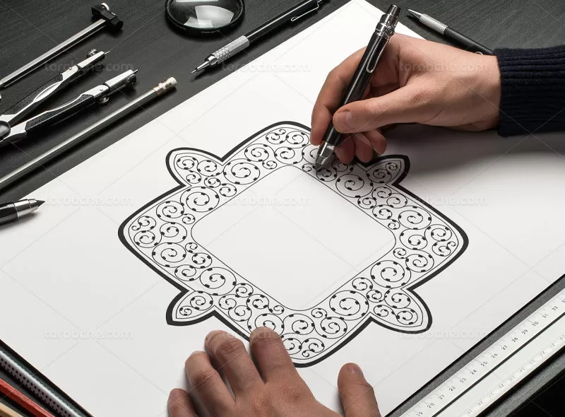 وکتور حاشیه سنتی مربعی