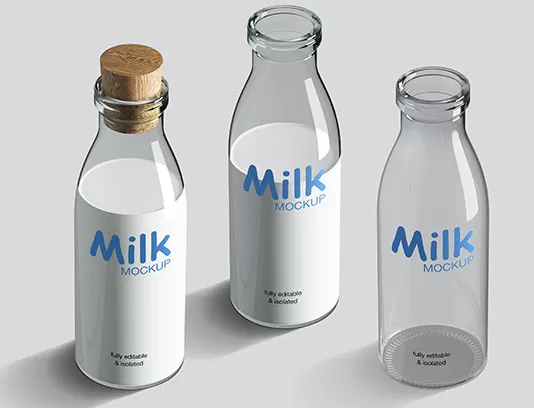 فایل موکاپ بطری شیر شیشه ای