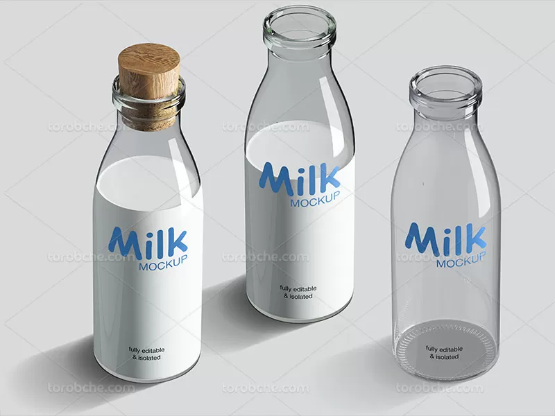 فایل موکاپ بطری شیر شیشه ای
