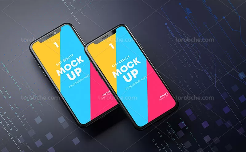 فایل موکاپ موبایل از زاویه بالا