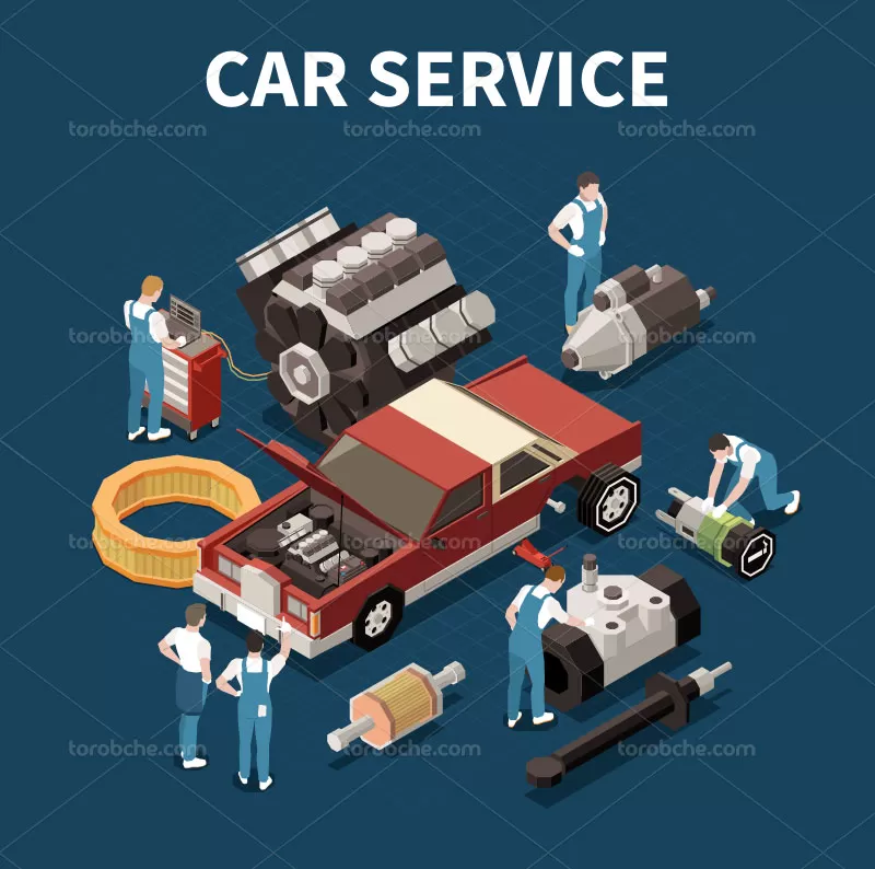 وکتور ایزومتریک سرویس ماشین