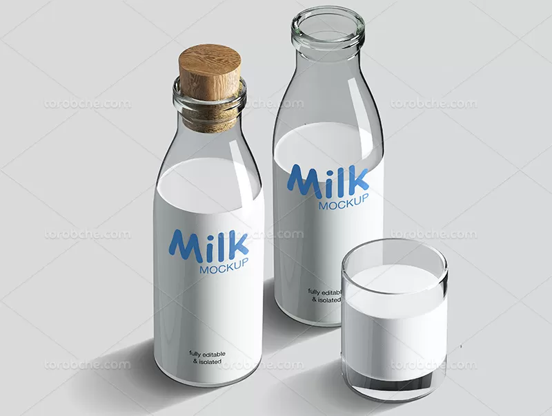 فایل موکاپ بطری شیشه ای شیر