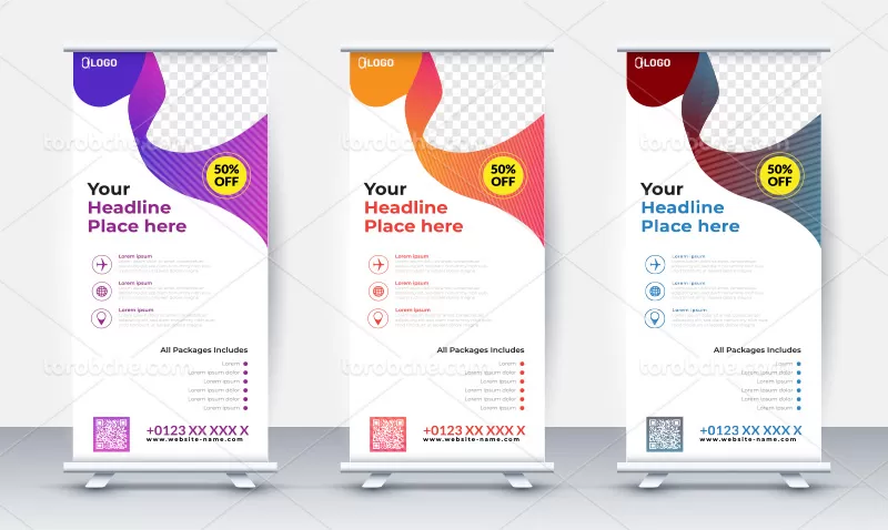 فایل وکتور بنر استند رنگی