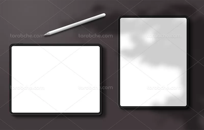 موکاپ تبلت و قلم نوری لایه باز