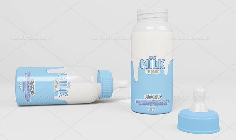 موکاپ لایه باز شیشه شیر کودک