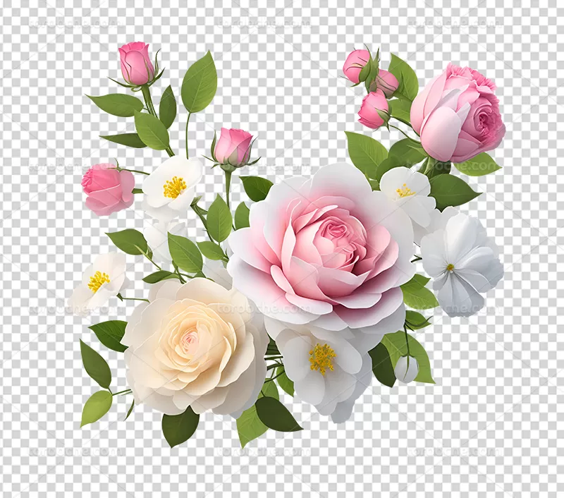 عکس PNG گل صورتی و زرد
