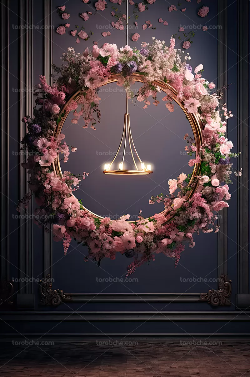 بک دراپ عکاسی گل های صورتی