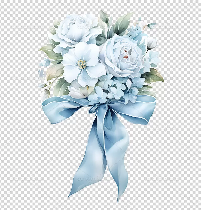 عکس PNG دسته گل آبی
