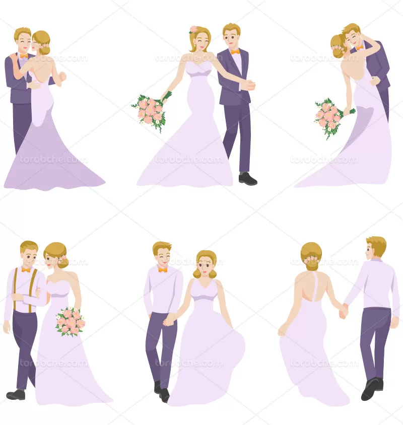 وکتور کاراکتر کارتونی داماد و عروس