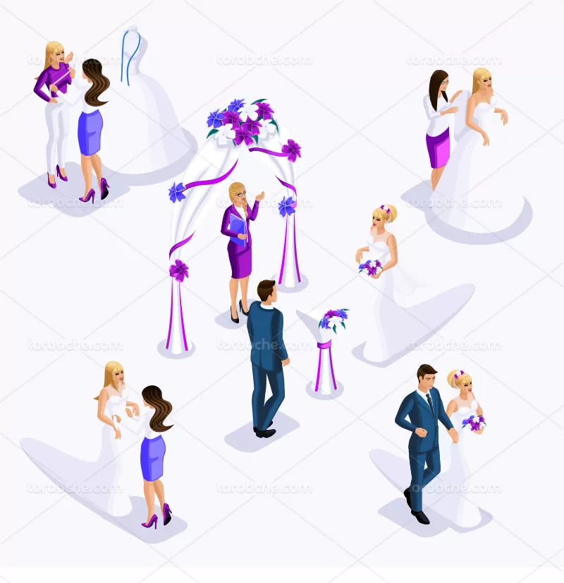 وکتور کاراکتر داماد و عروس کارتونی