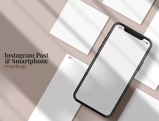 موکاپ صفحه موبایل از زاویه بالا