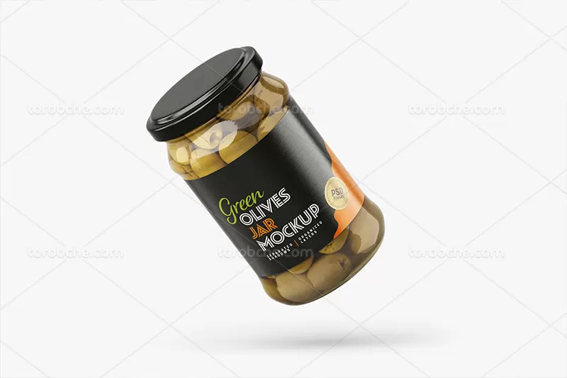 موکاپ ظرف شیشه ای زیتون لایه باز