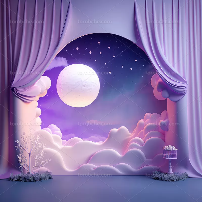 بک دراپ عکاسی عروس با ماه