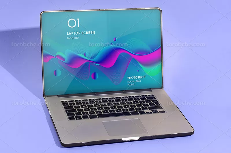 موکاپ لپتاپ از زاویه رو به رو