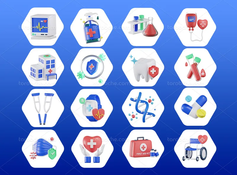 25 آیکون سه بعدی پزشکی