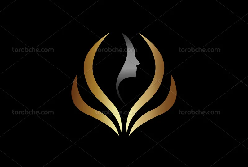 وکتور لوگو آرایشگاه زنانه طلایی نقره ای