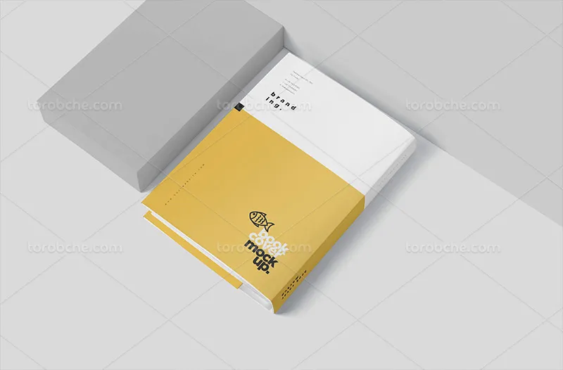 موکاپ لایه باز جلد کتاب PSD از زاویه بالا