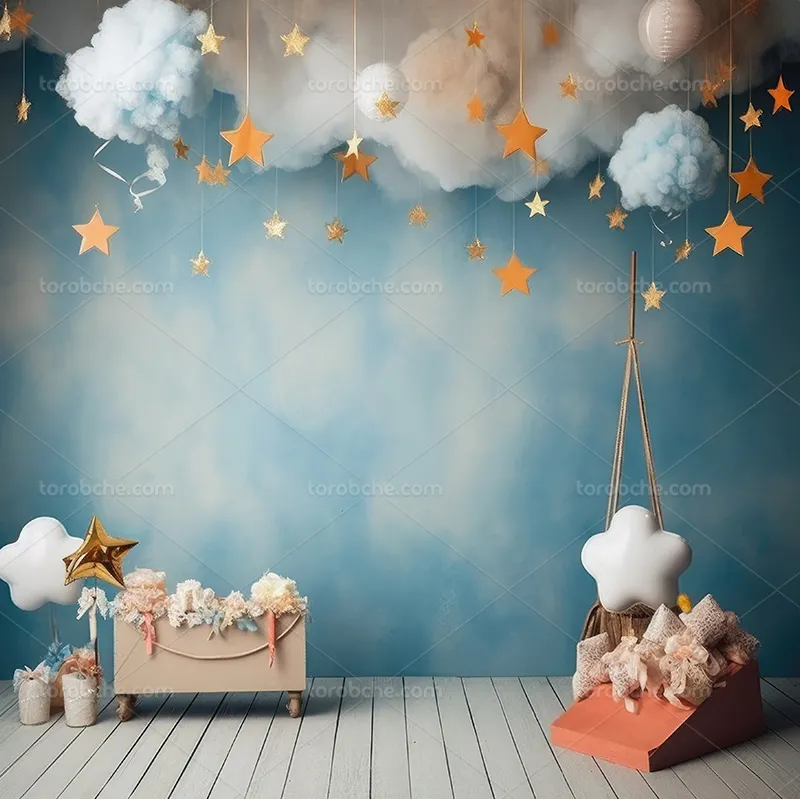 بک دراپ عکاسی با ابر و ستاره