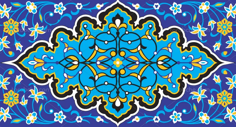 وکتور کاشی کاری آبی فیروزه ای
