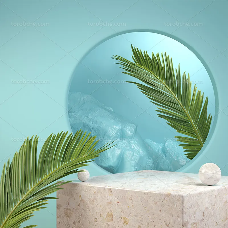 بک دراپ عکاسی سنگی با برگ سبز