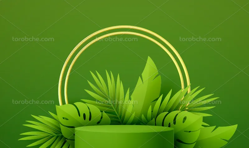 وکتور بک استیج سبز با برگ