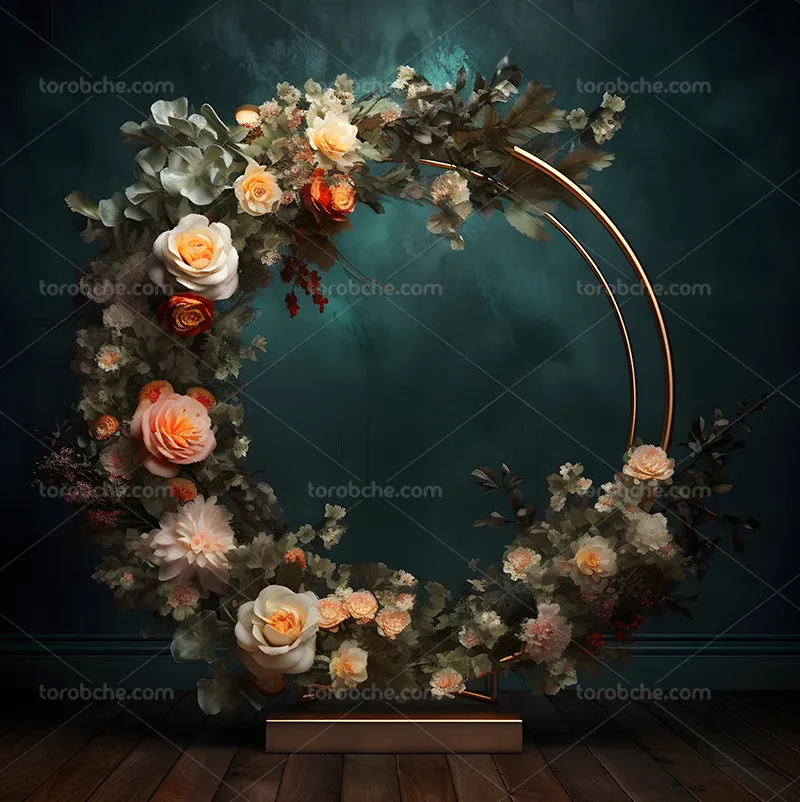 بک دراپ عکاسی حلقه ای با گل سفید