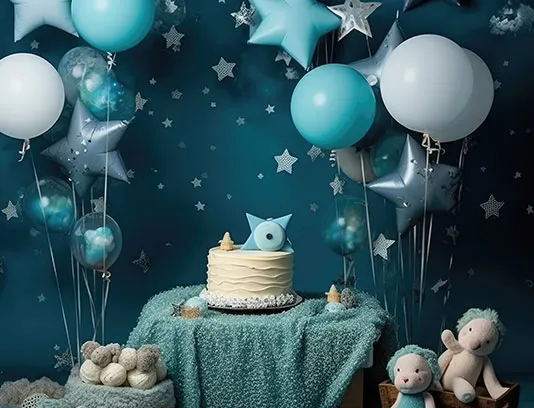 بک دراپ عکاسی تولد آبی