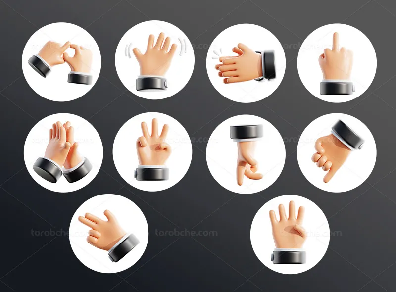 10 آیکون سه بعدی حرکات دست