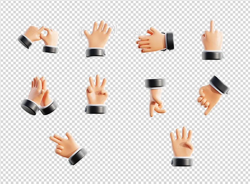 10 آیکون سه بعدی حرکات دست