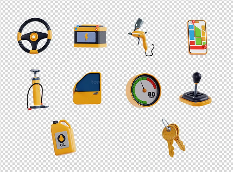10 آیکون سه بعدی قطعات ماشین