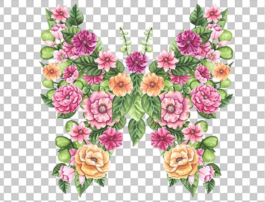 عکس PNG نقاشی گل با گل های صورتی