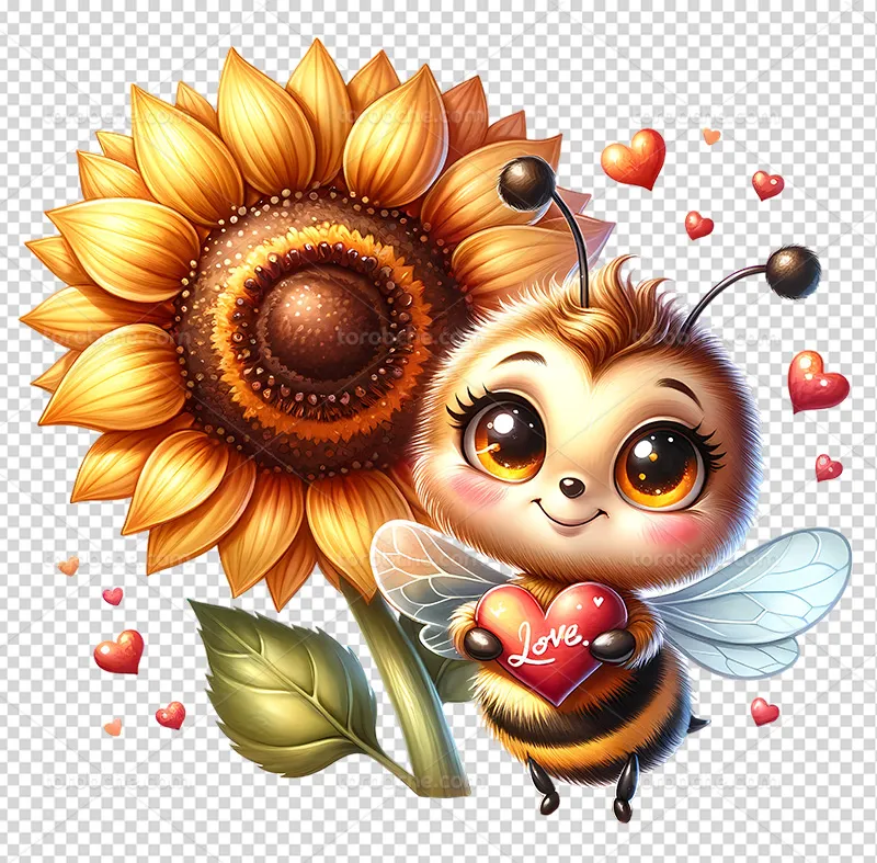 عکس PNG زنبور عسل با گل