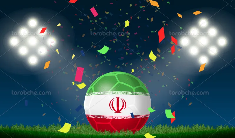 وکتور پرچم ایران روی توپ فوتبال