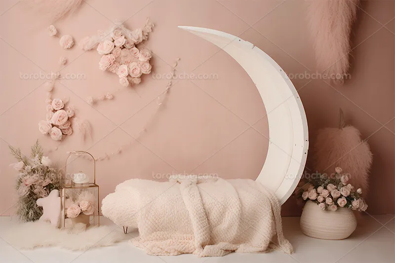 بک دراپ عکاسی کودک و نوزاد با گل های زیبا