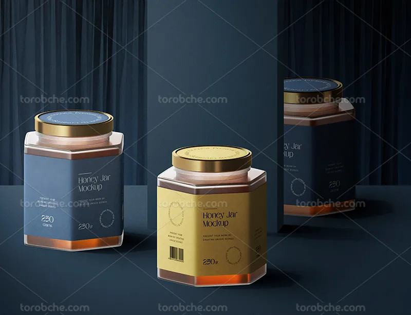 موکاپ ظرف عسل شیشه ای لایه باز