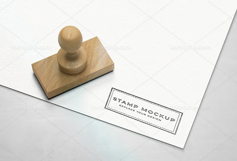 موکاپ PSD مهر مستطیلی