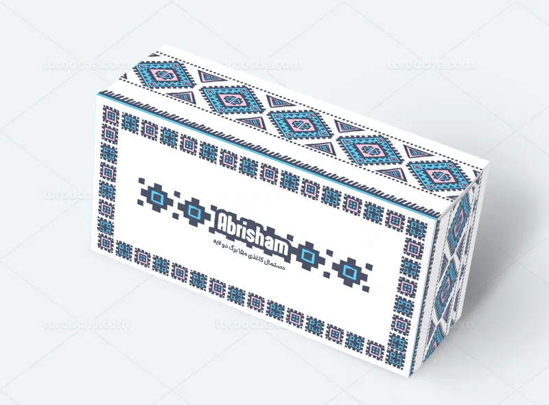 جعبه دستمال کاغذی طرح سنتی آبی