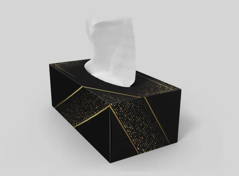 طرح جعبه دستمال کاغذی مشکی طلایی
