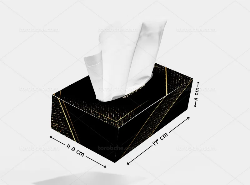 طرح جعبه دستمال کاغذی مشکی طلایی