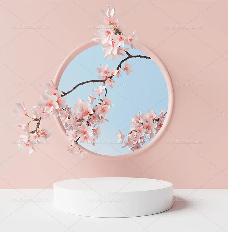 بک دراپ عکاسی محصولات با شکوفه صورتی