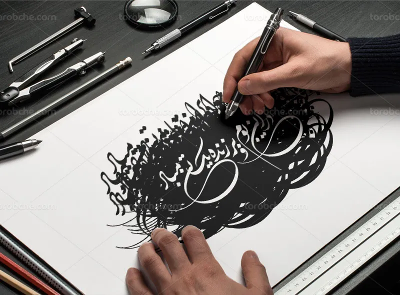 وکتور کالیگرافی شعر چو ایران نباشد تن من مباد