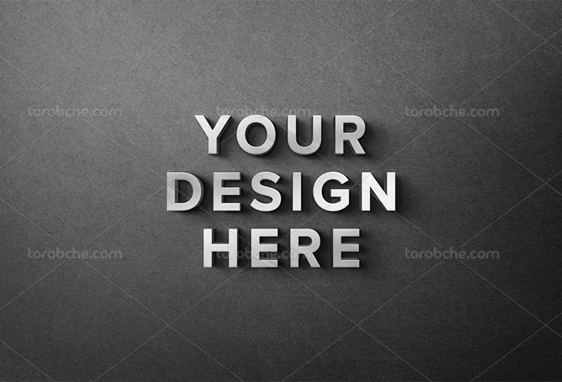 موکاپ PSD افکت متن نقره ای