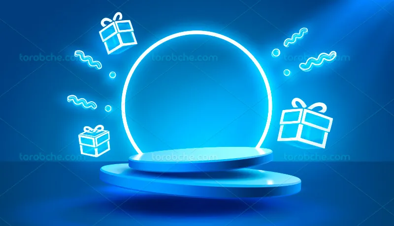 وکتور بک استیج آبی نئونی