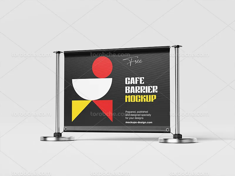 موکاپ لایه باز بنر از زاویه رو برو