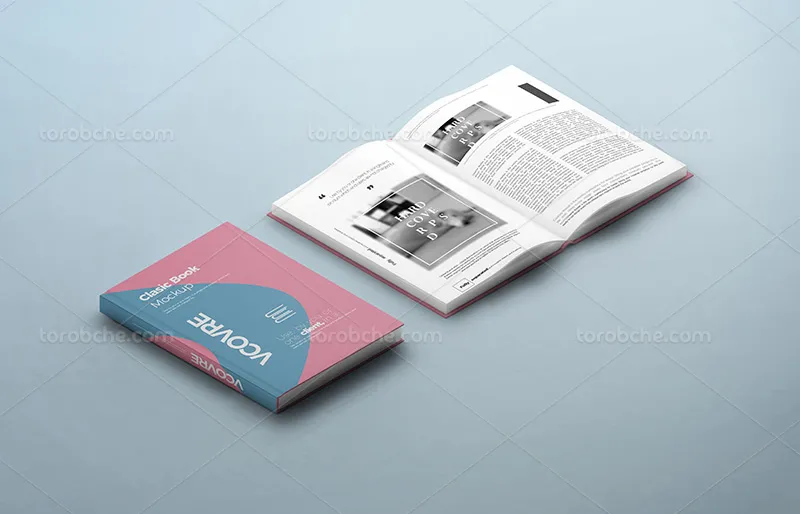 موکاپ PSD کتاب از زاویه بالا