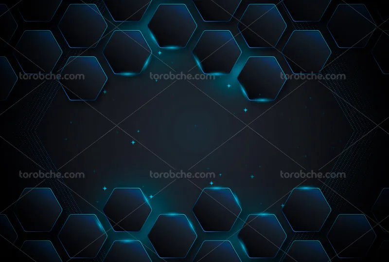 وکتور بکگراند شش ضلعی آبی مشکی