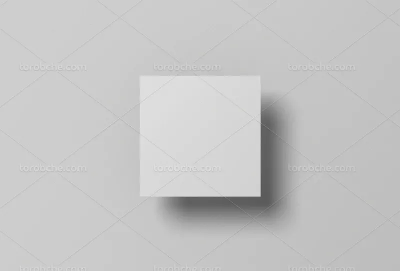 موکاپ کارت ویزیت مربعی از زاویه بالا
