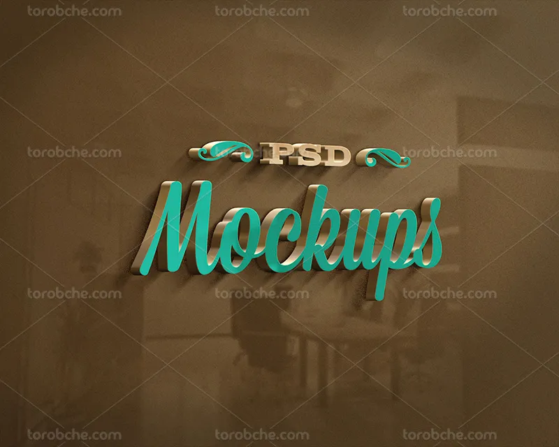 موکاپ لایه باز 3D لوگو