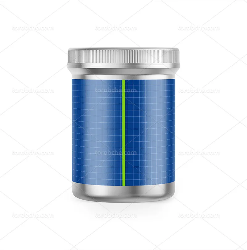 موکاپ PSD قوطی قرص از زاویه رو به رو رایگان