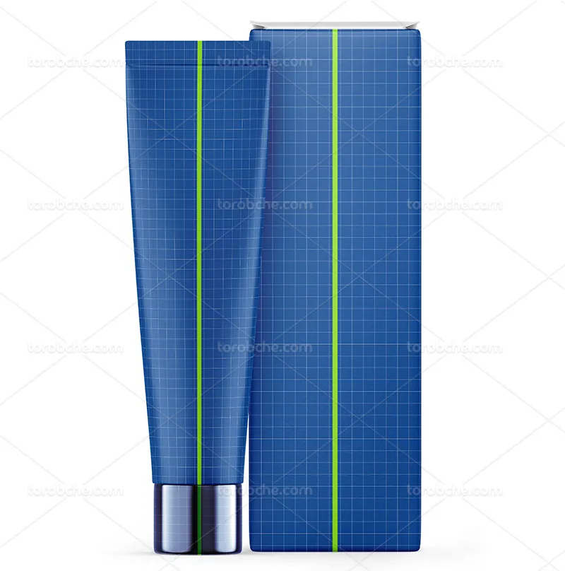 موکاپ کرم آرایشی تیوپی با جعبه